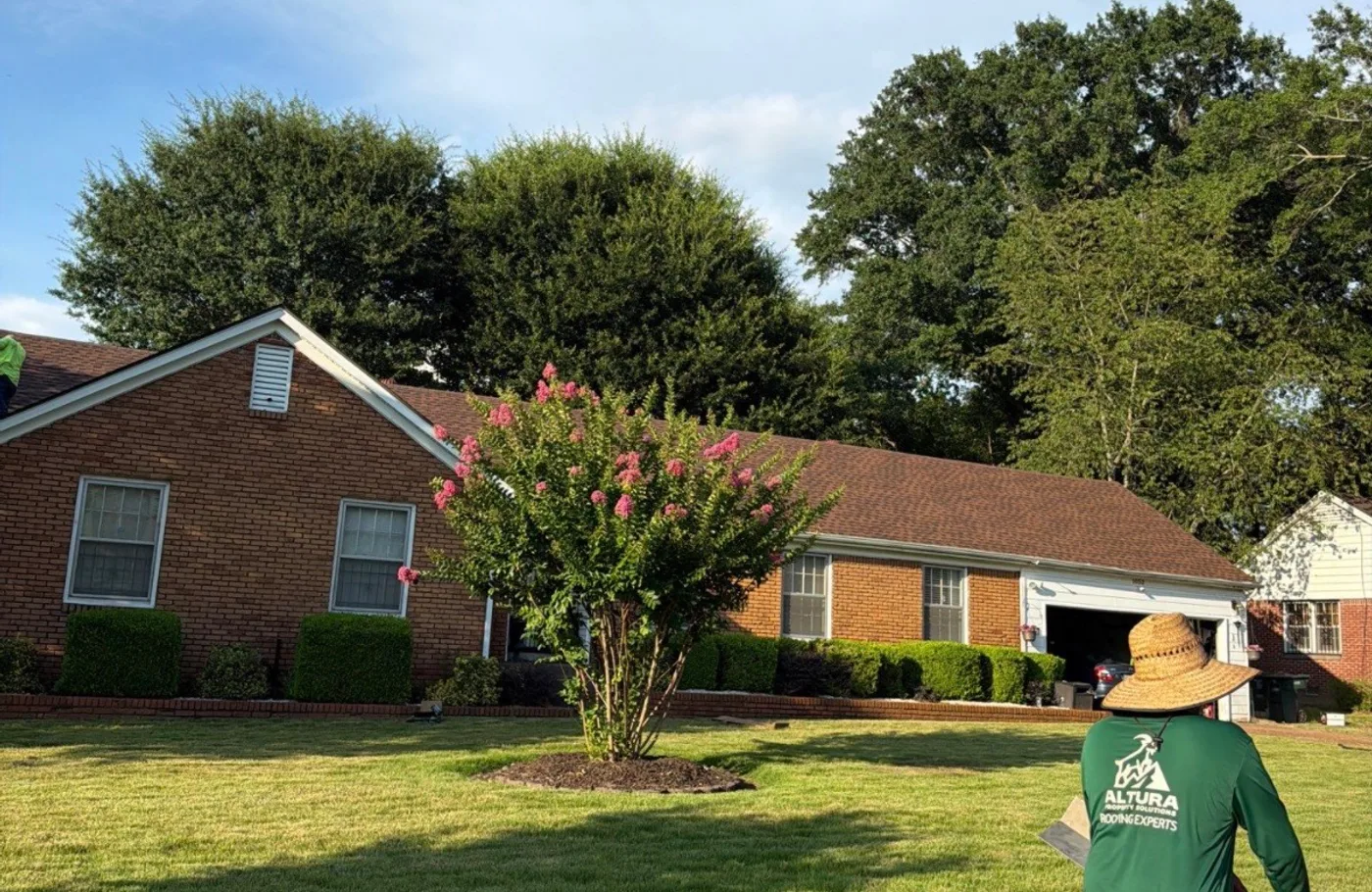 An Altura Property Solutions crew member on a roofing job in Memphis
